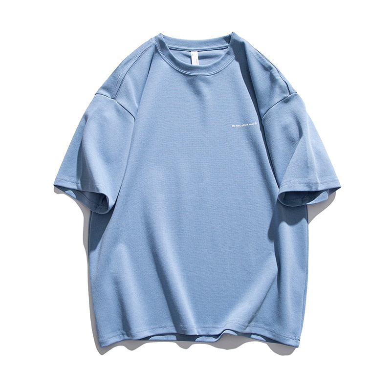 We lead, others copy© Casual Solid T-Shirt Blue, XXS - Streetwear T-Shirt - Slick Street