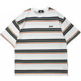 Varied Color Striped Pullover T-Shirt White, S - Streetwear T-Shirts - Slick Street
