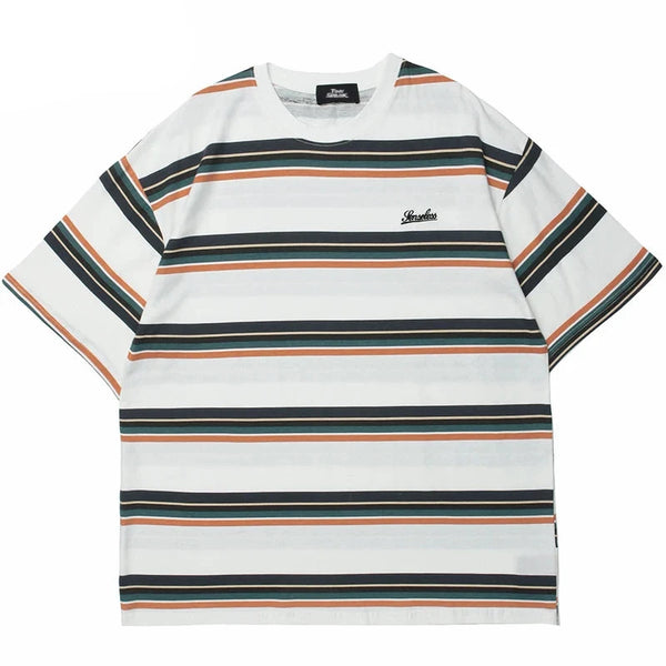 Varied Color Striped Pullover T-Shirt ,  - Streetwear T-Shirt - Slick Street