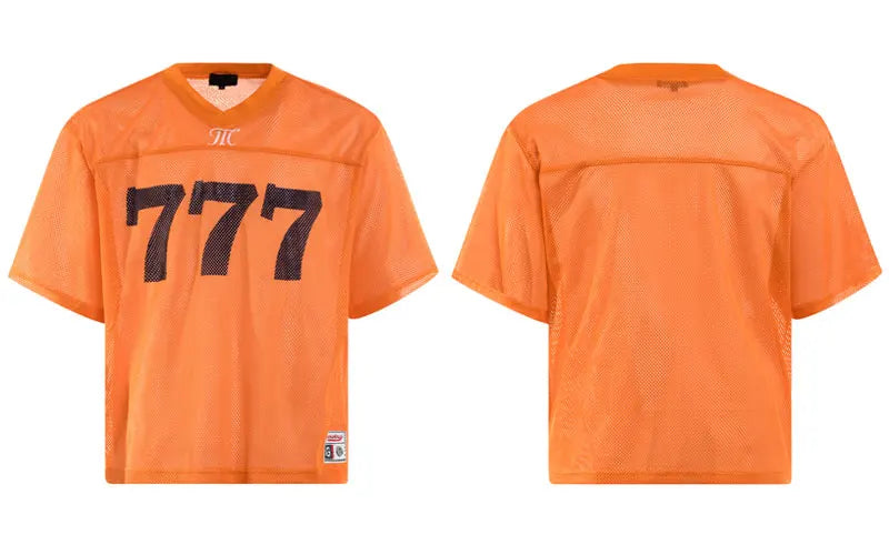 Triple Seven Mesh Panel Style T-Shirt Orange, M - Streetwear T-Shirt - Slick Street