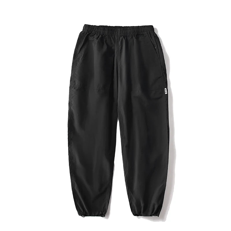 Straight Cut Nylon Loose Joggers Black, XS - Streetwear Pants - Slick Street