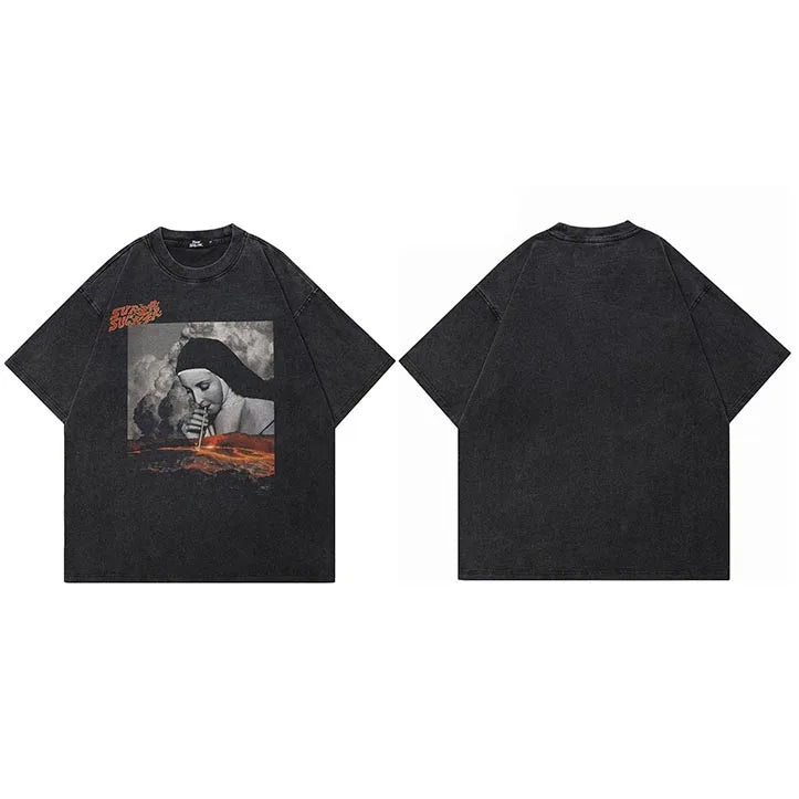 Retro Sister Super Sucker Graphic Oversized T-Shirt Black, XS - Streetwear T-Shirts - Slick Street