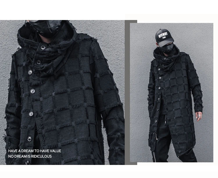 Mist Black Turtleneck Gothic Coat , - Streetwear Coat - Slick Street