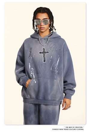 Crucifix Cross Graphic Pullover Hoodie , - Streetwear Hoodie - Slick Street
