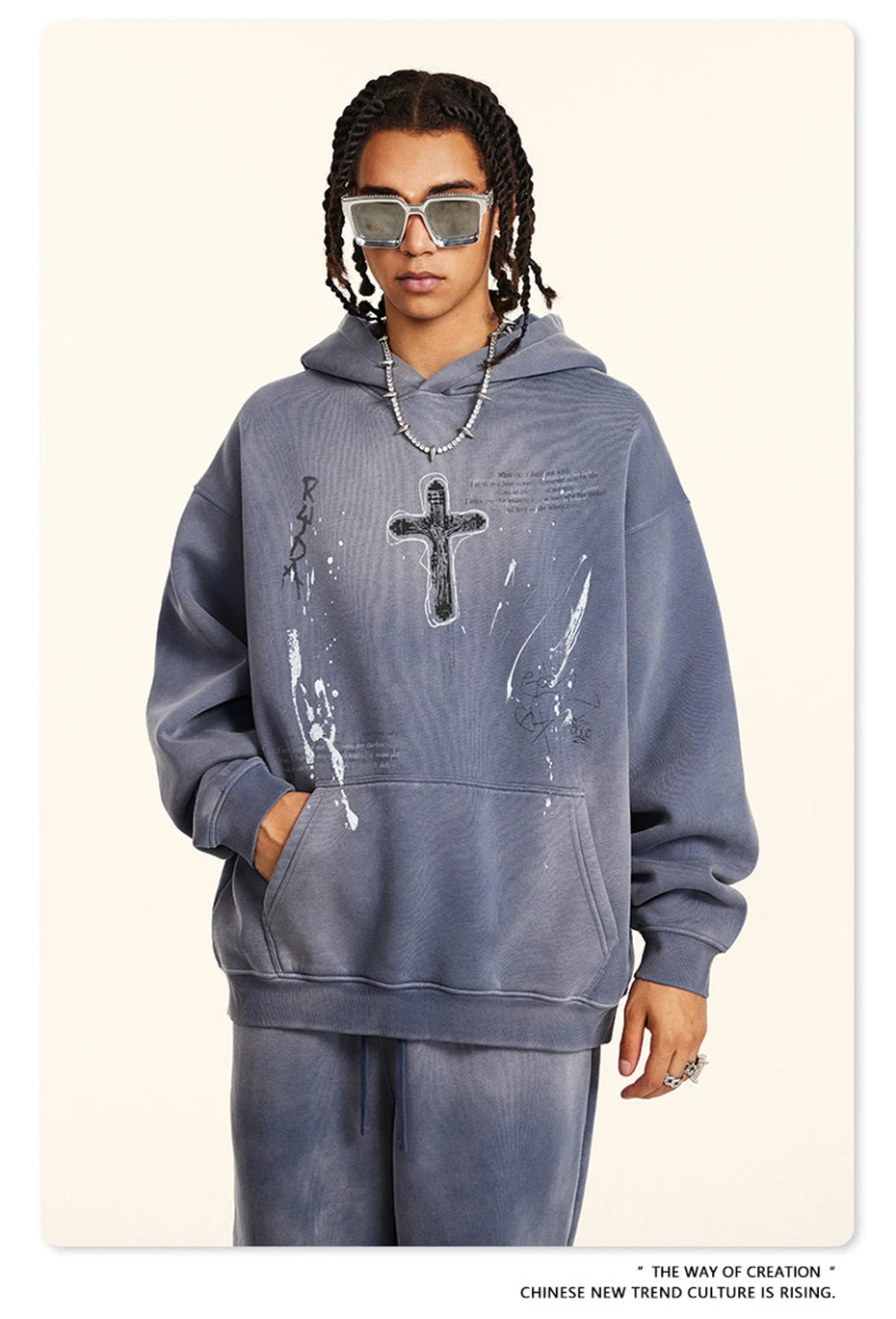 Crucifix Cross Graphic Pullover Hoodie , - Streetwear Hoodie - Slick Street