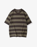 Saturday Striped Cotton T-Shirt Brown, XS - Streetwear T-Shirts - Slick Street