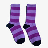 Funky Dunky Hipster Striped Socks Purple, One Size - Streetwear Socks - Slick Street