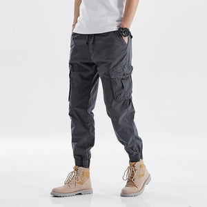 Drawstring Multi Pockets Cargo Pants XXS, Gray - Streetwear Pants - Slick Street