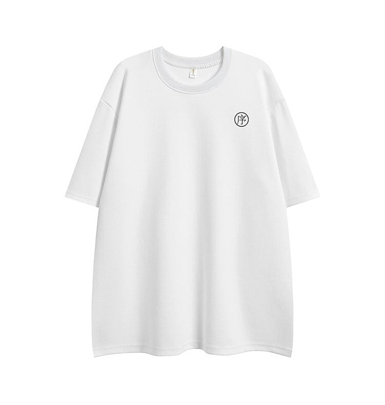 Chinese Letter Pattern Loose T-Shirt White, XS - Streetwear T-Shirt - Slick Street