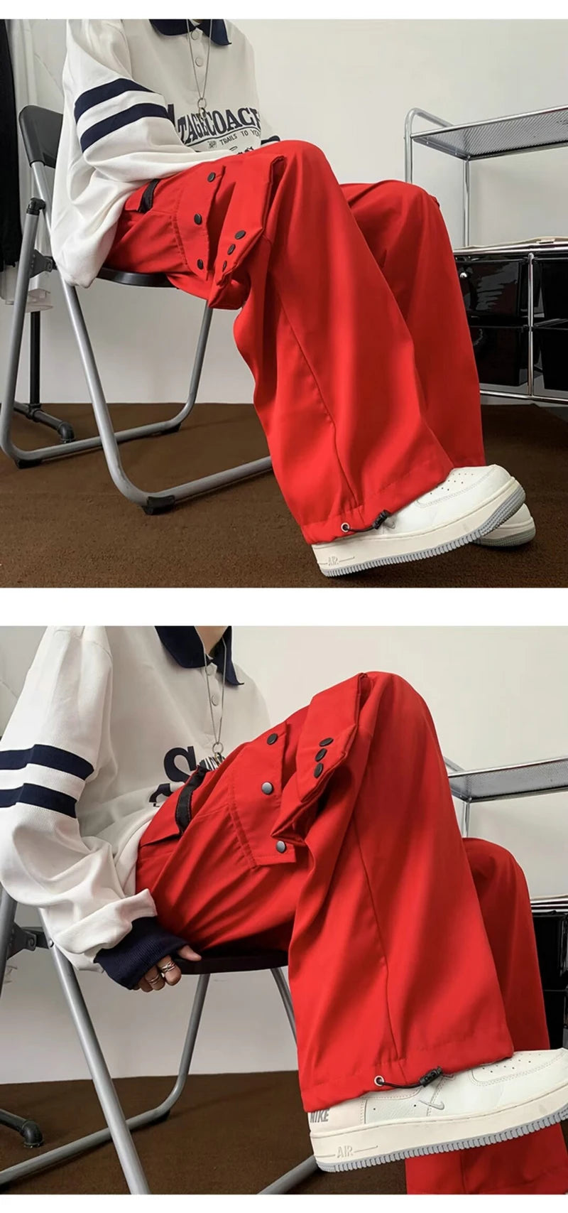 Multi Pockets Button-Up Streetwear Pants , - Streetwear Pants - Slick Street