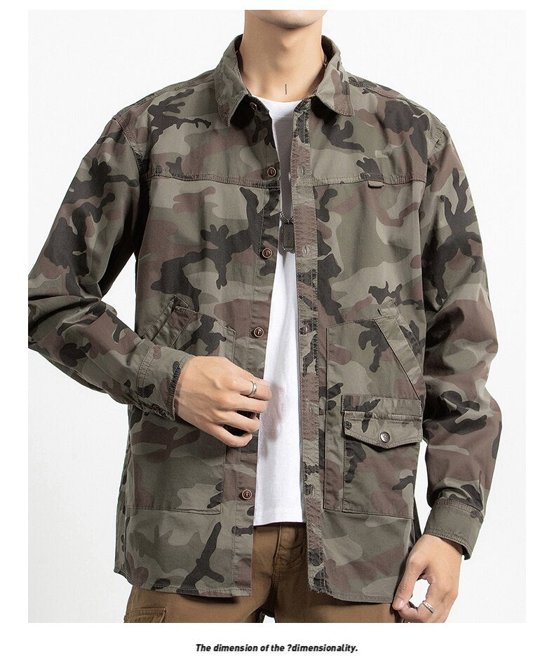 Classic Safari Camo Style Patch Pocket Jacket ,  - Streetwear Jacket - Slick Street