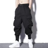 Harem Shadow Tone Ankle Rib Pants Black, XS - Streetwear Pants - Slick Street