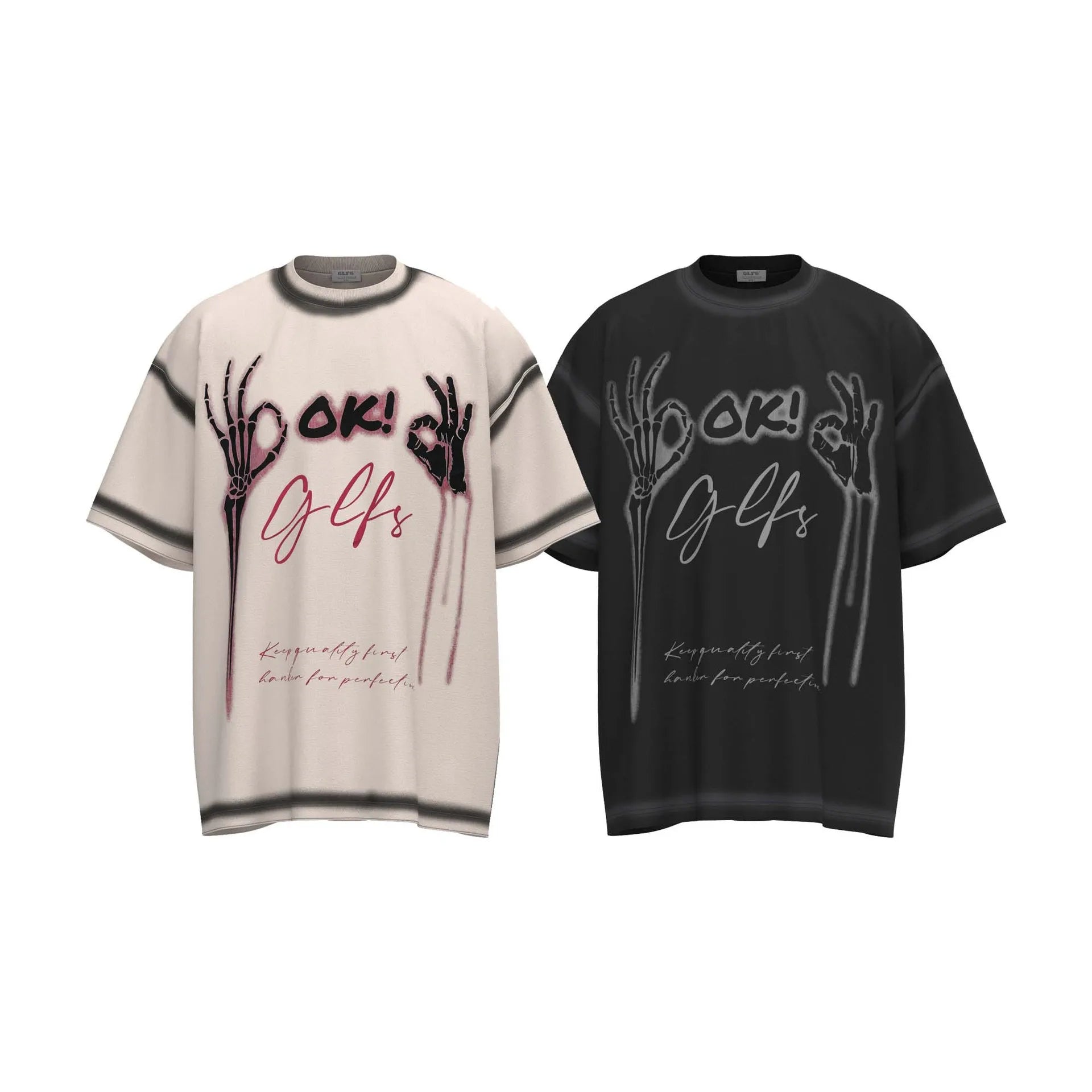Black Lining Skeleton Hands Graphic T-Shirt ,  - Streetwear T-Shirt - Slick Street