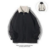 Color Block Reversible Zipper Jacket Black, XS - Streetwear Jacket - Slick Street