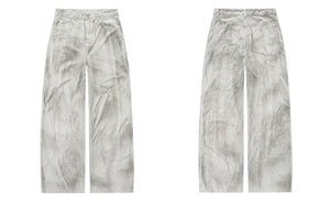Distressed Dirty White Baggy Pants , - Streetwear Pants - Slick Street