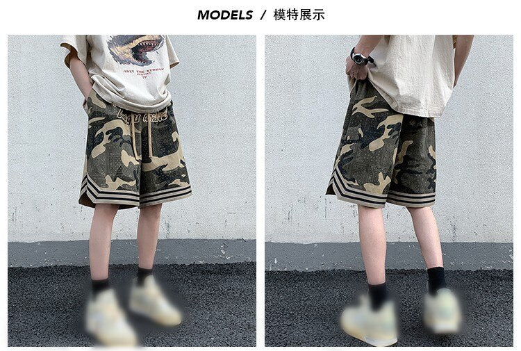 Camo Goth Knee Length Shorts ,  - Streetwear Shorts - Slick Street