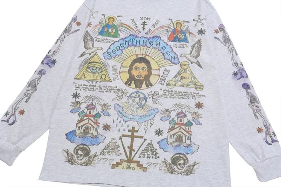 Seventh Heaven Cross Pullover Sweatshirt , - Streetwear Sweatshirts - Slick Street