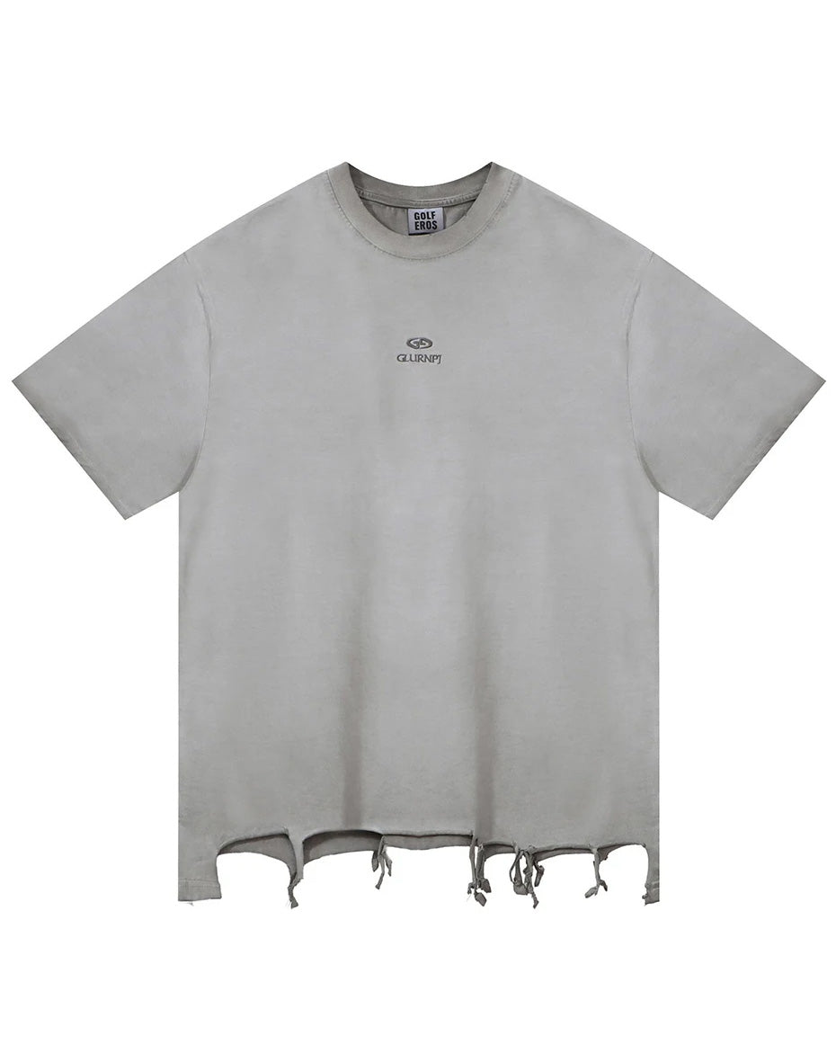 Plain Color Ripped Oversized T-Shirt , - Streetwear T-Shirt - Slick Street