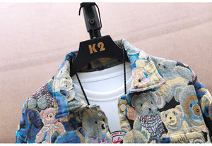 Teddy Bear Jacquard Jacket , - Streetwear Jackets - Slick Street