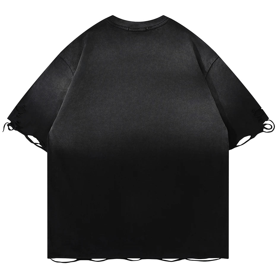 Tie-Die Metal Star Ripped T-Shirt , - Streetwear T-Shirt - Slick Street