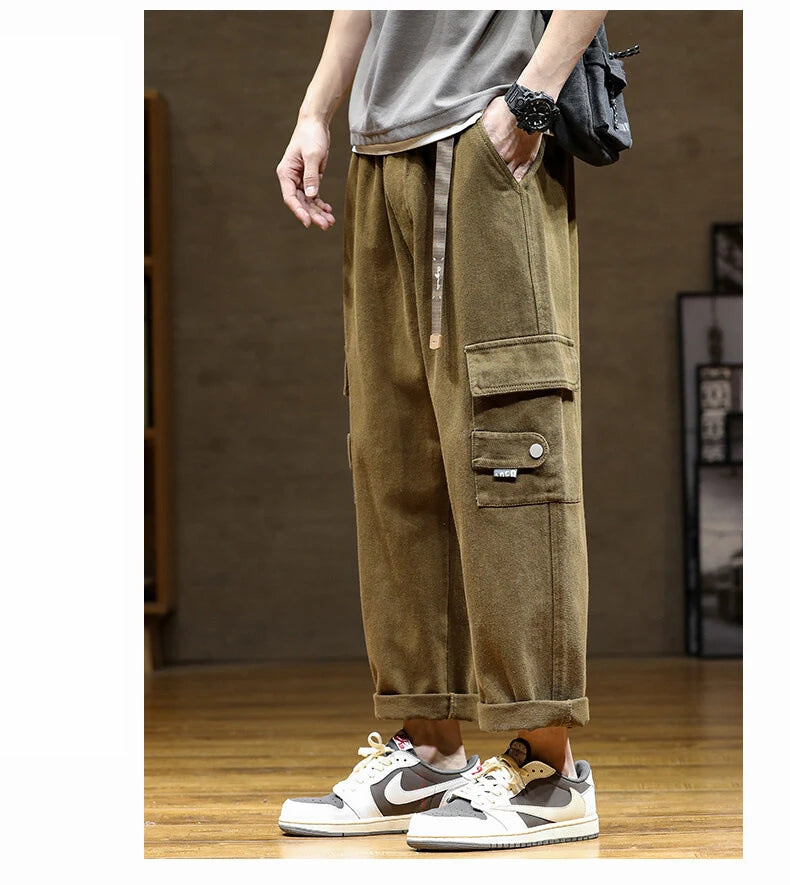 Straight Fit Elastic Ankle Length Pants ,  - Streetwear Pants - Slick Street