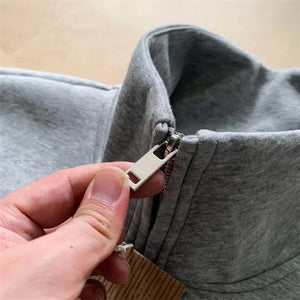 Half Zipper With Stand Collar Sweater , - Streetwear Sweater - Slick Street