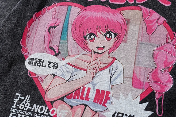 EightDecay Anime Cartoon Girl Loose T-Shirt , - Streetwear T-Shirts - Slick Street