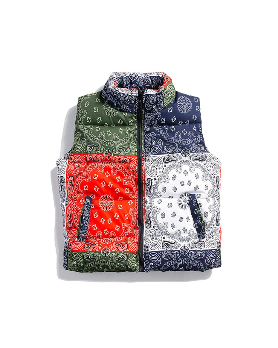 Paisley Padded Gilet multi, XS - Streetwear Vest - Slick Street