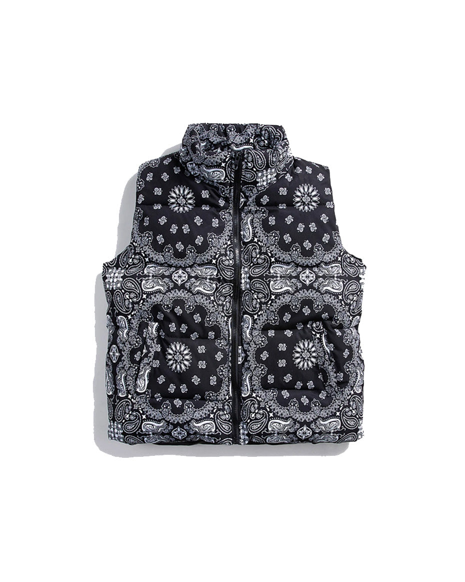 Paisley Padded Gilet black, XS - Streetwear Vest - Slick Street