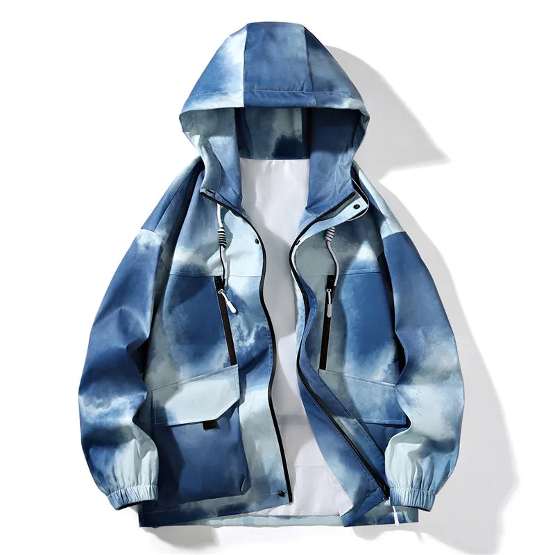 Tie Die VS23 Windbreaker Zipper Jacket Blue, XXL - Streetwear Jacket - Slick Street