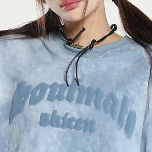 Soulmate Tie Die O-Neck Loose T-Shirt , - Streetwear T-Shirts - Slick Street