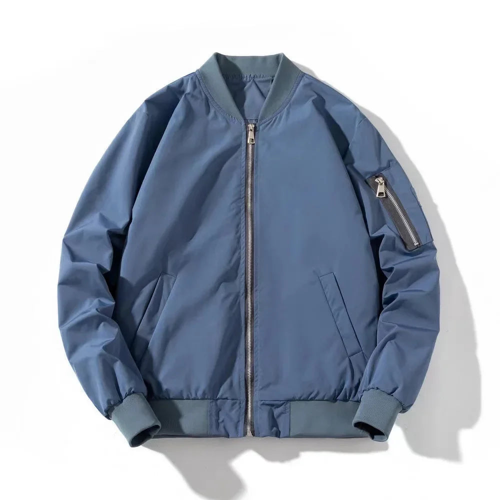 Plain Color With Kangaroo Pocket Jacket Blue, XS - Streetwear Jacket - Slick Street