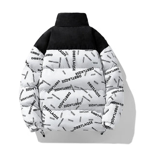 Writing Style Two Tone Zipper Padded Jacket ,  - Streetwear Jacket - Slick Street