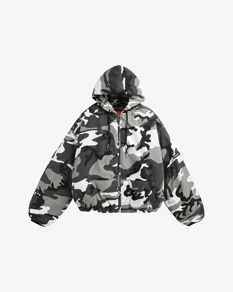 Disruptive Camouflage Elastic Waist Jacket Black, M - Streetwear Jacket - Slick Street