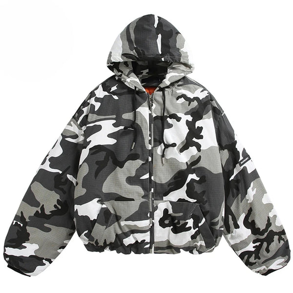 Disruptive Camouflage Elastic Waist Jacket Black, M - Streetwear Jacket - Slick Street