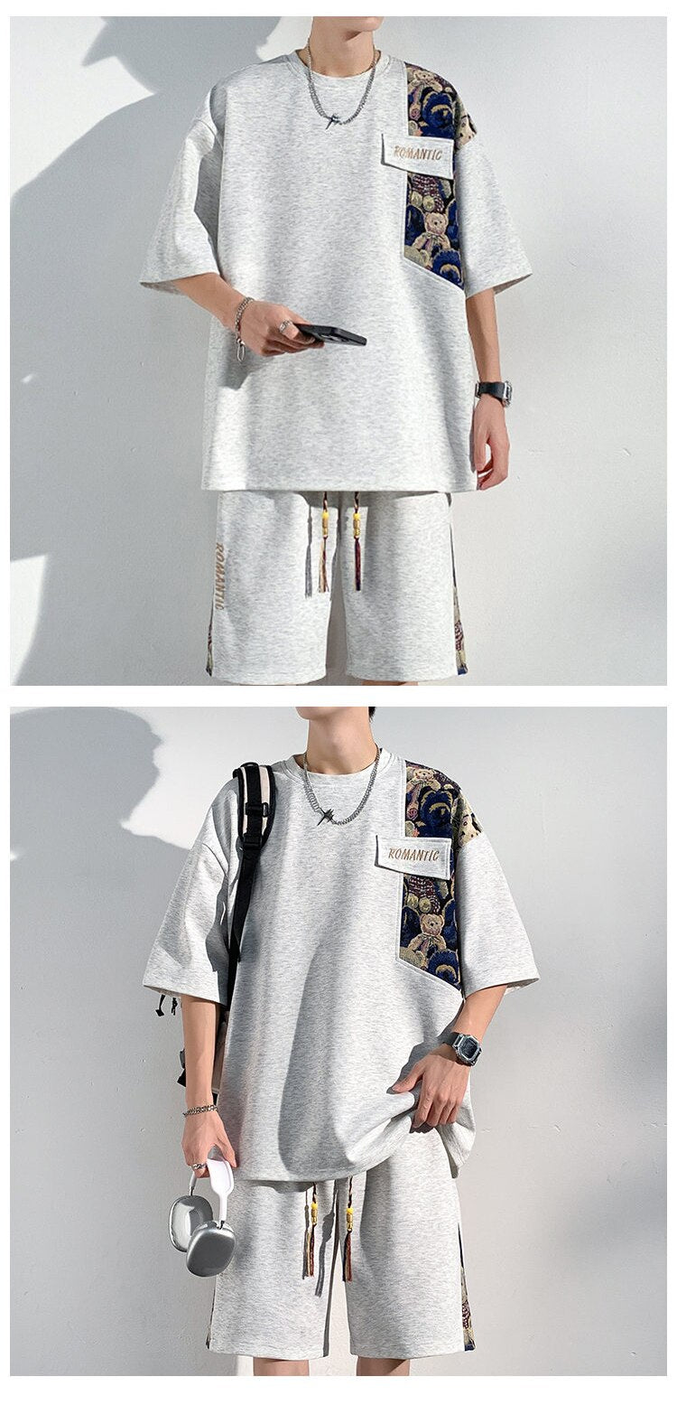 ROMANTIC Plushy Bear Shoulder Patch Tracksuit ,  - Streetwear Tracksuits - Slick Street