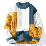 Chunky Twist Color Block Sweater Blue, XS - Streetwear Sweater - Slick Street
