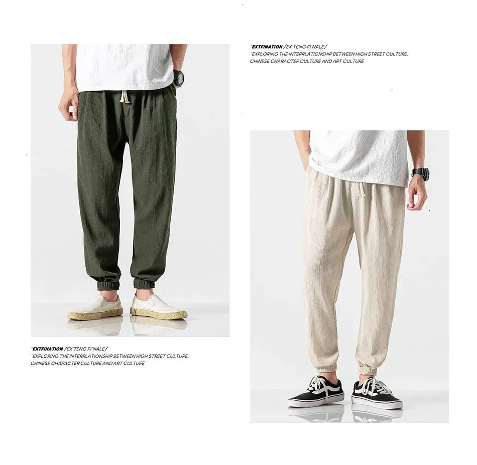 Drawstring Cropped Elastic Waist Casual Pants ,  - Streetwear Pants - Slick Street
