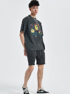 Keep Smile Graffiti Emoji Design T-Shirt , - Streetwear T-Shirts - Slick Street