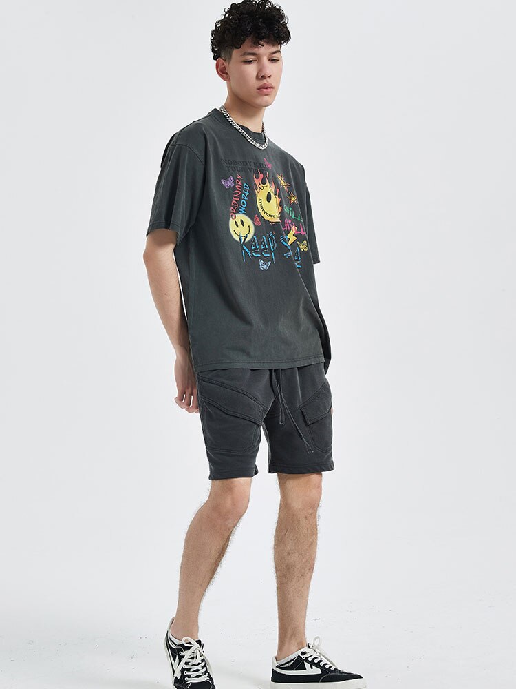 Keep Smile Graffiti Emoji Design T-Shirt , - Streetwear T-Shirts - Slick Street