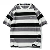 SQ2 Multi Striped Color Loose T-Shirt Gray, S - Streetwear T-Shirts - Slick Street