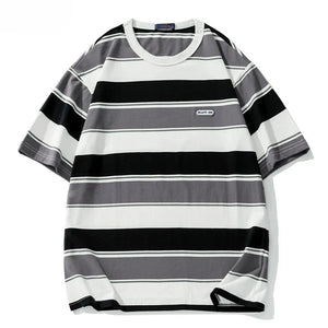 SQ2 Multi Striped Color Loose T-Shirt Gray, S - Streetwear T-Shirts - Slick Street