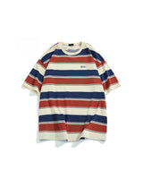 SQ2 Multi Striped Color Loose T-Shirt Red, S - Streetwear T-Shirt - Slick Street