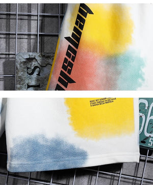 BEMCSHO Gym Workout Grunge Splatter Shorts ,  - Streetwear Shorts - Slick Street