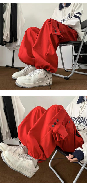 Multi Pockets Button-Up Streetwear Pants , - Streetwear Pants - Slick Street