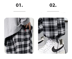 Black And White Checkered Pattern Pants ,  - Streetwear Pants - Slick Street