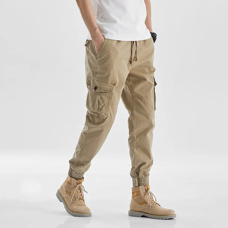 Drawstring Multi Pockets Cargo Pants XXS, Khaki - Streetwear Pants - Slick Street