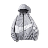 Horizontal Broad Stripe Zipper Hoodie Gray, XXS - Streetwear Hoodie - Slick Street