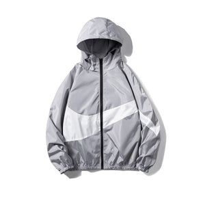Horizontal Broad Stripe Zipper Hoodie Gray, XXS - Streetwear Hoodie - Slick Street