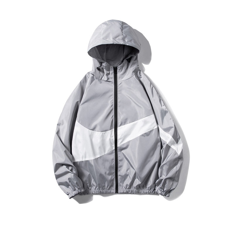 Horizontal Broad Stripe Zipper Hoodie Gray, XXS - Streetwear Hoodie - Slick Street